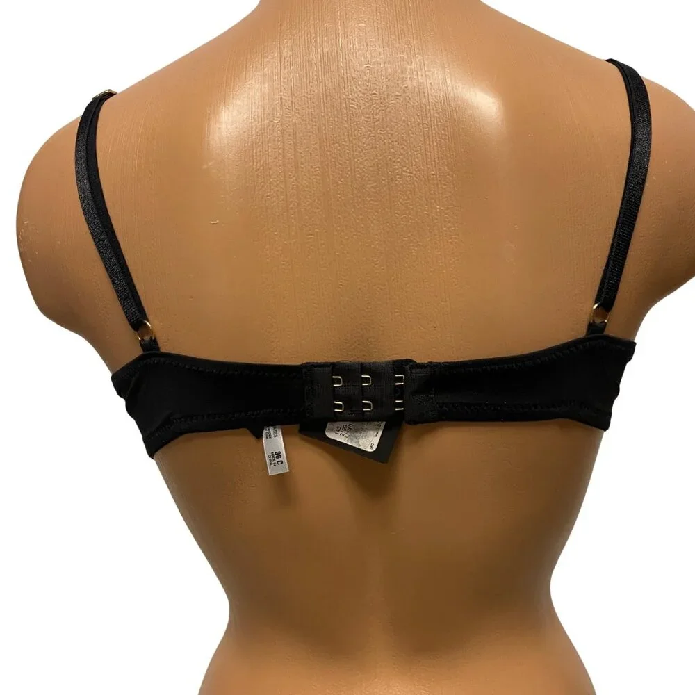 Express Intimates Black Bra Underwire‎ Lace Trim With Bow Accents  36C NSWT